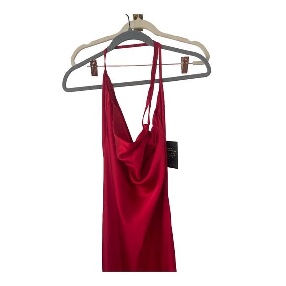 Norma Kamali One Shoulder Bias Maxi Gown Draped Back Satin Tiger Red Sz XS/34 - Picture 11 of 16